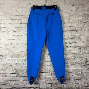 Vintage Obermyer Women's Ski Pants Size 10R Blue Stirrups Wool Nylon Stretch Y2K
